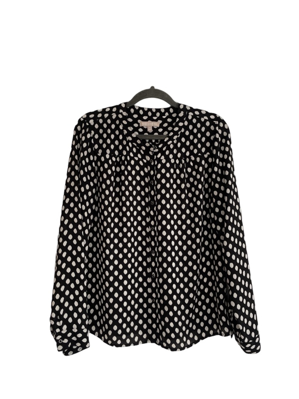 Black and White Polka Dot Long-Sleeve Women's Blouse
